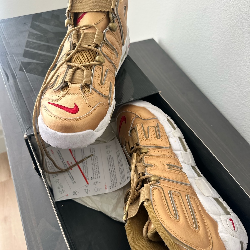Nike X Supreme Suptempo Gold and White Sneakers with Red Accents size 10 - Picture 4 of 9